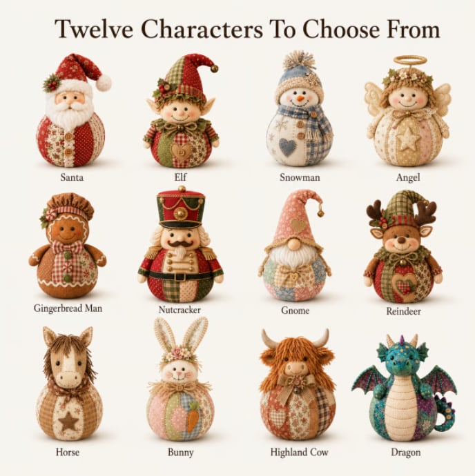 🎄🎅Patchwork Fabric Doll DIY Kit