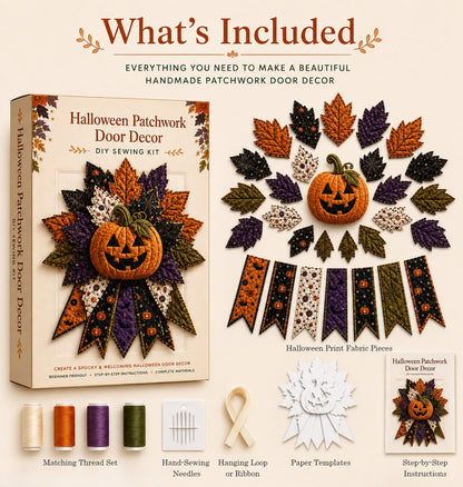 💥DIY Quilted Halloween Pumpkin Door Hanger Kit