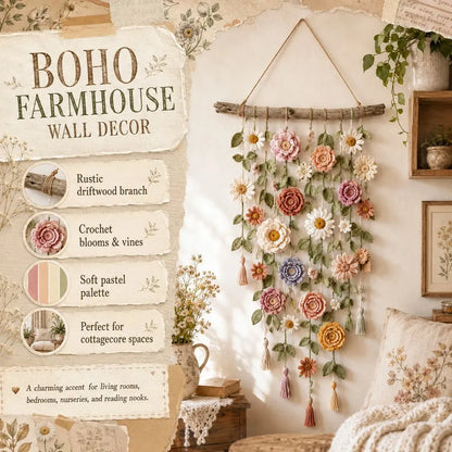 🌸HandMade Boho Crochet Flower Wall Hanging Decor(Create Your Flower Wall & Save)