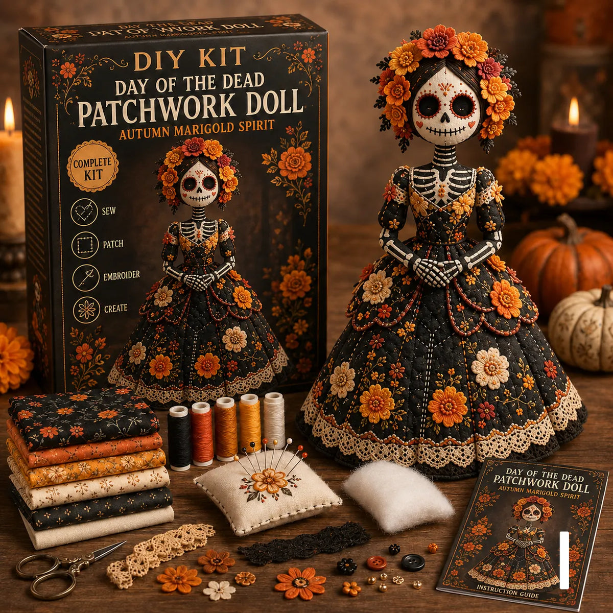 🔥50% Off Last Day - Day of the Dead Patchwork Doll DIY Kit