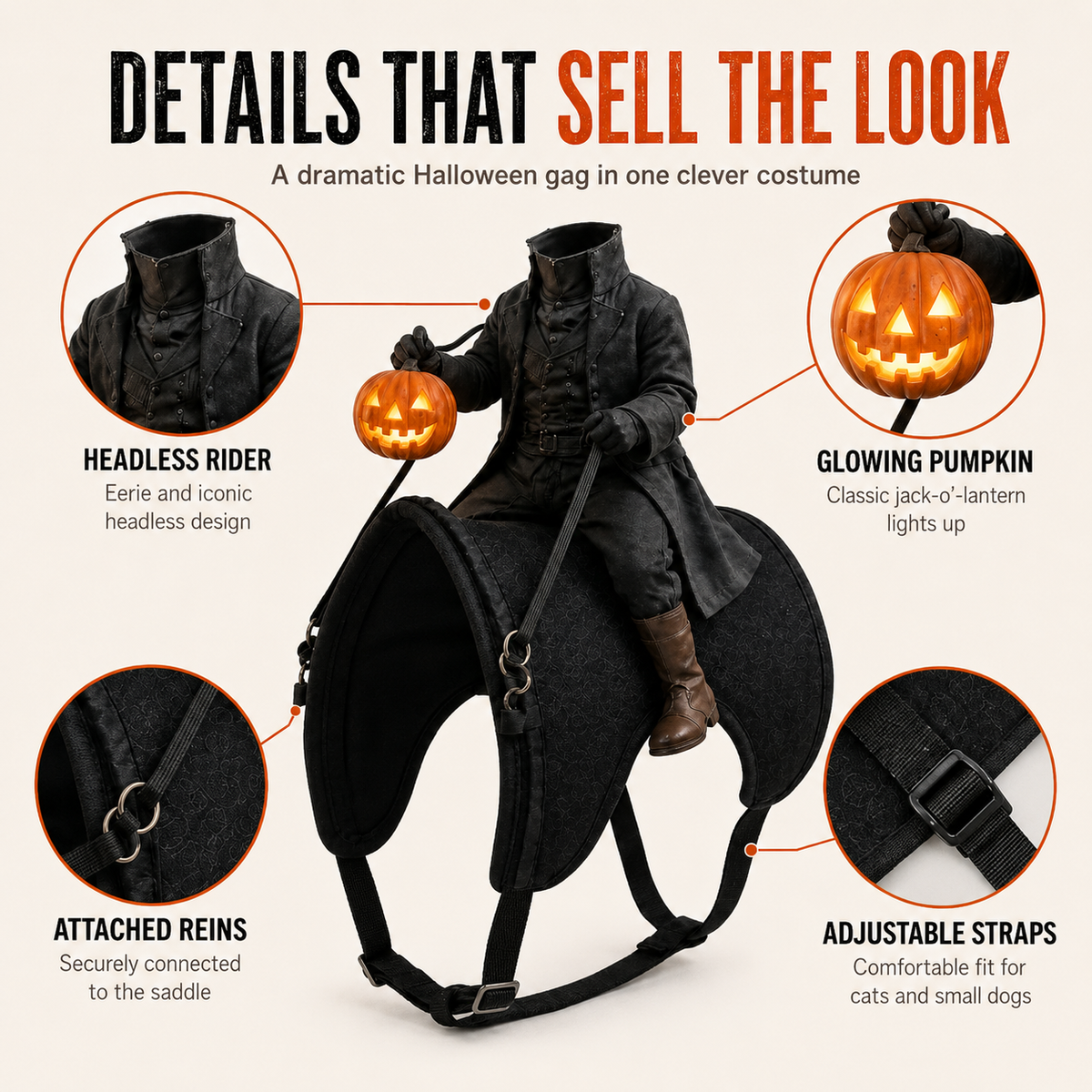 😺🎃The Headless Horseman Ride Pet Costume