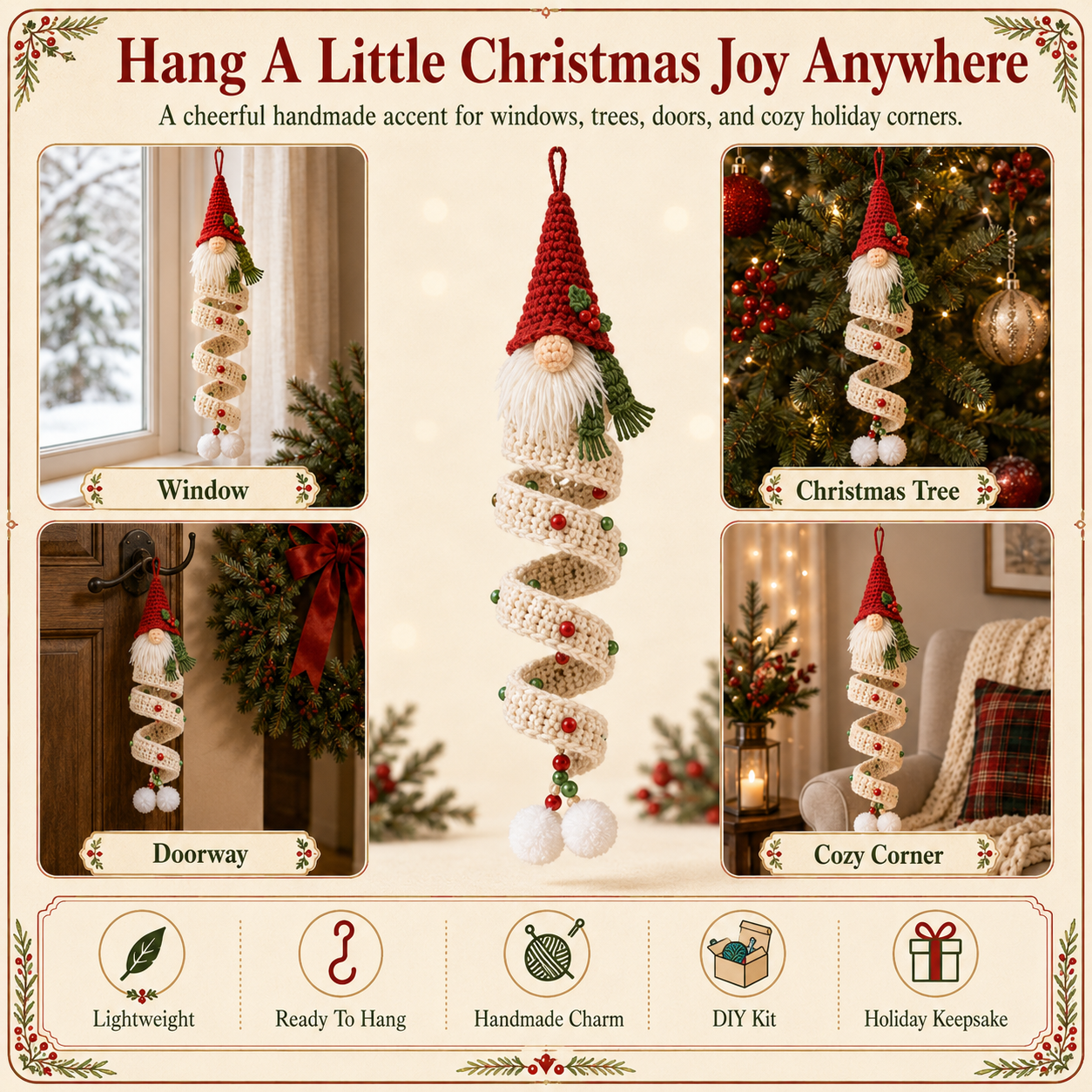 🔥49% OFF🎄 DIY Crochet Gnome Ornament Collection📦Limited Stock!🎉The joy of handicrafts awaits your exploration❤️