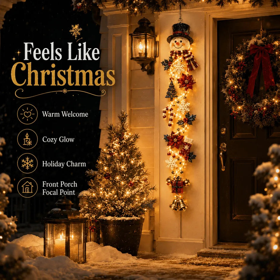 🎄 Glowing Christmas Door Hanger | 6 Festive Lighted Designs with Warm Glow, Dimensional Details & Space-Saving Vertical Décor ✨