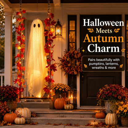 👻🍁Light-Up Maple Ghost Swing Halloween Decoration