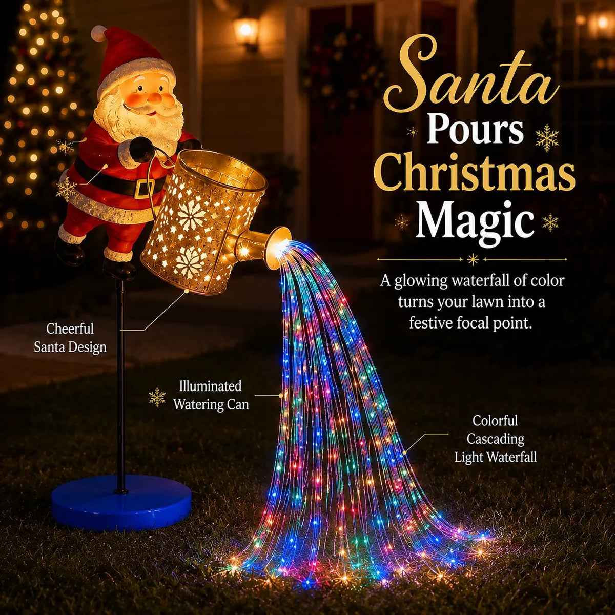 Solar Santa Waterfall Christmas Light