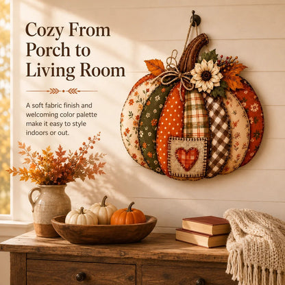 🍂🎃Retro Patchwork Pumpkin Door Hanging with Lights