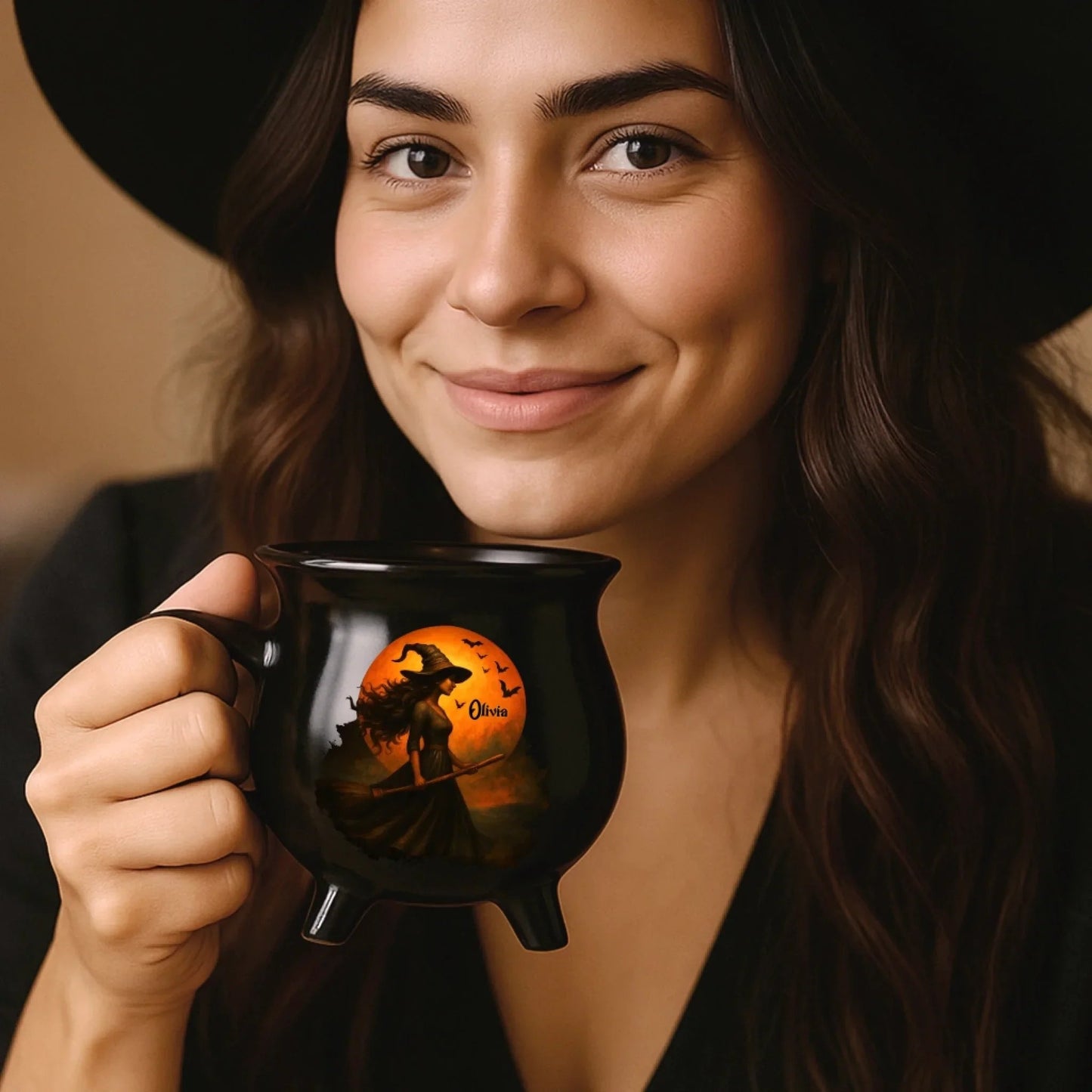 💥🏆Custom Witch Cauldron Coffee Mug - Personalized Halloween Witchy Gifts For Besties, Sisters, BFF, Family, Yourself - Witching You A Wicked Brew
