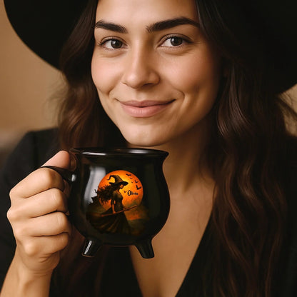 💥🏆Custom Witch Cauldron Coffee Mug - Personalized Halloween Witchy Gifts For Besties, Sisters, BFF, Family, Yourself - Witching You A Wicked Brew
