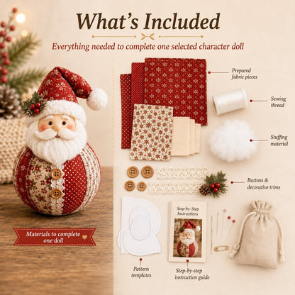 🎄Christmas Patchwork Doll Sewing Kit – A Cosy Craft for Quiet Moments