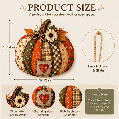 🍂🎃Retro Patchwork Pumpkin Door Hanging with Lights