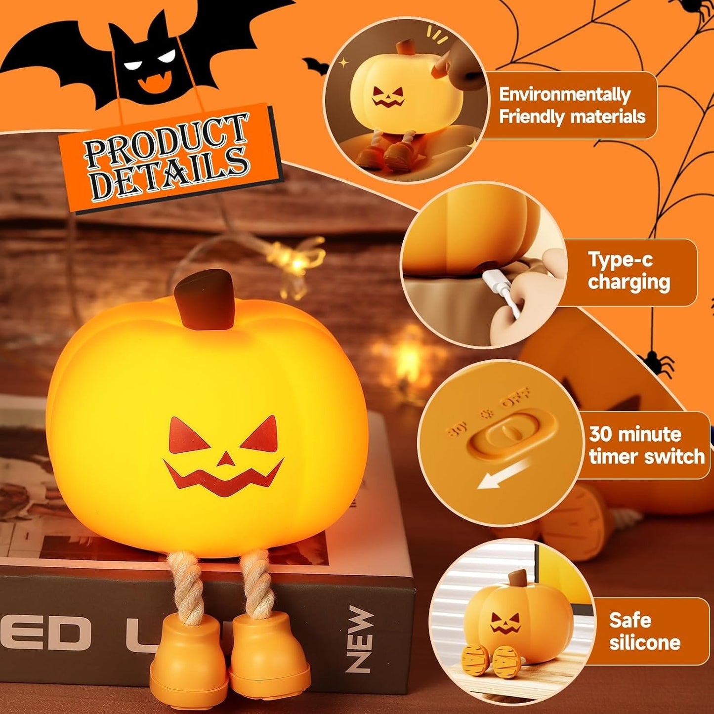💡Halloween Mini Pumpkin Night Light🎃