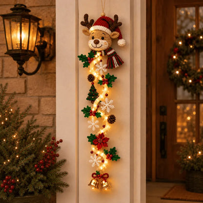 🎄 Glowing Christmas Door Hanger | 6 Festive Lighted Designs with Warm Glow, Dimensional Details & Space-Saving Vertical Décor ✨