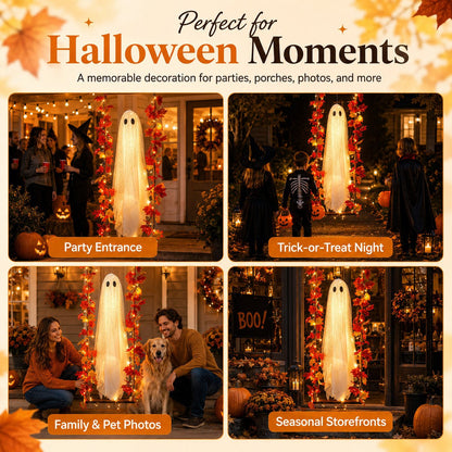 👻🍁Light-Up Maple Ghost Swing Halloween Decoration