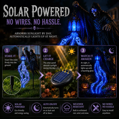 💀Halloween Soul Harvester Animated Garden Light(Powered by solar panels)