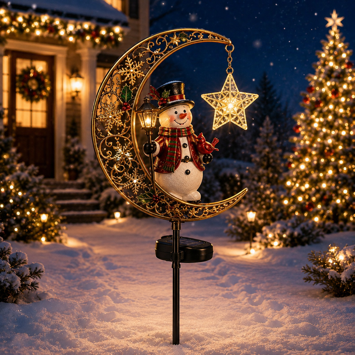 🎄✨Solar Christmas Crescent Garden Light