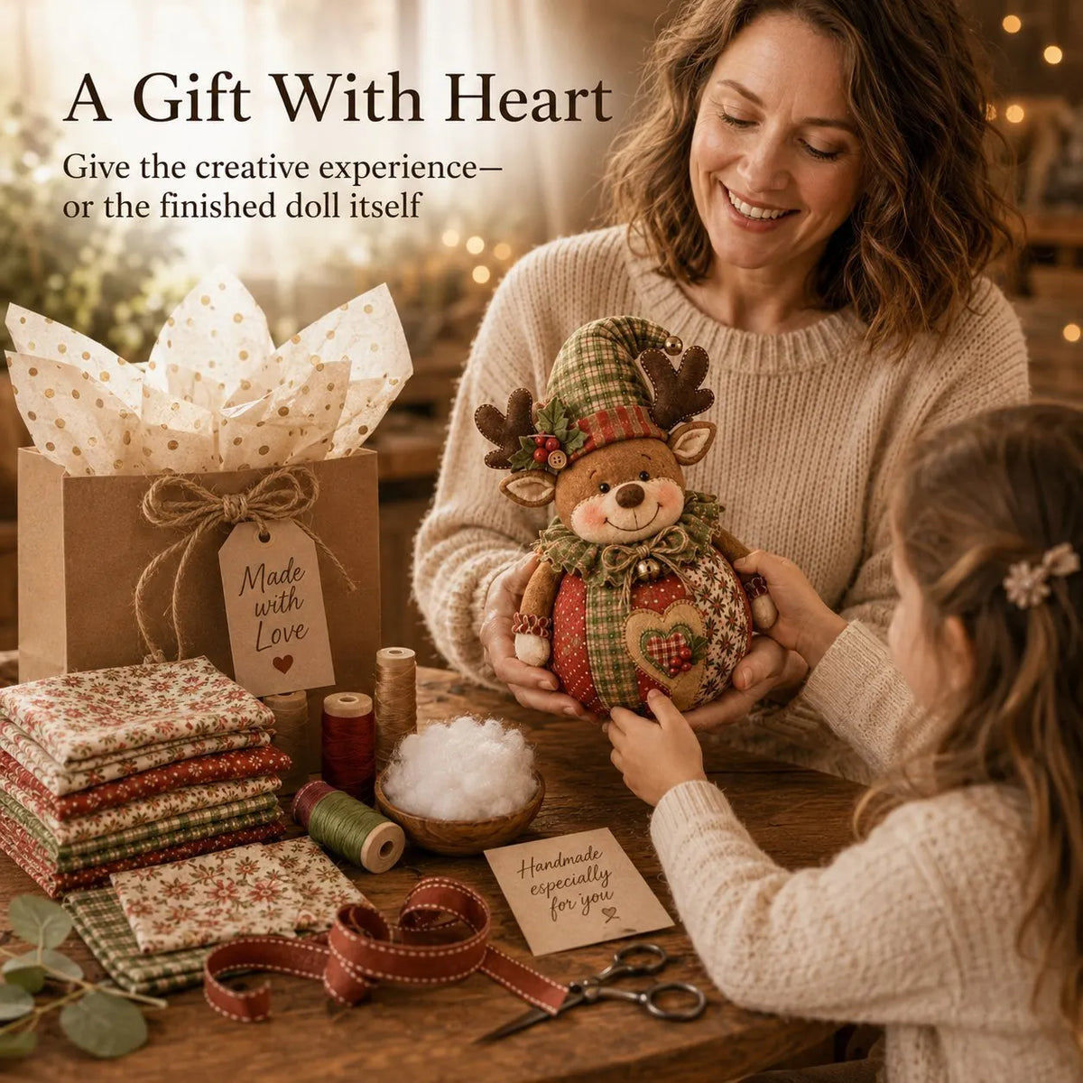 🎄Christmas Patchwork Doll Sewing Kit – A Cosy Craft for Quiet Moments