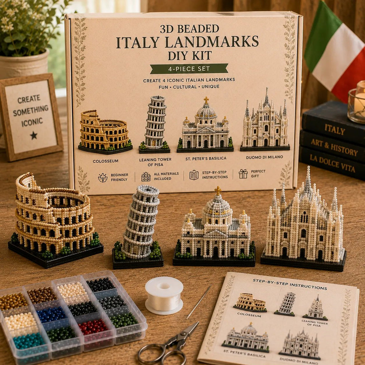 🌍 3D Beaded World Landmarks DIY Kit