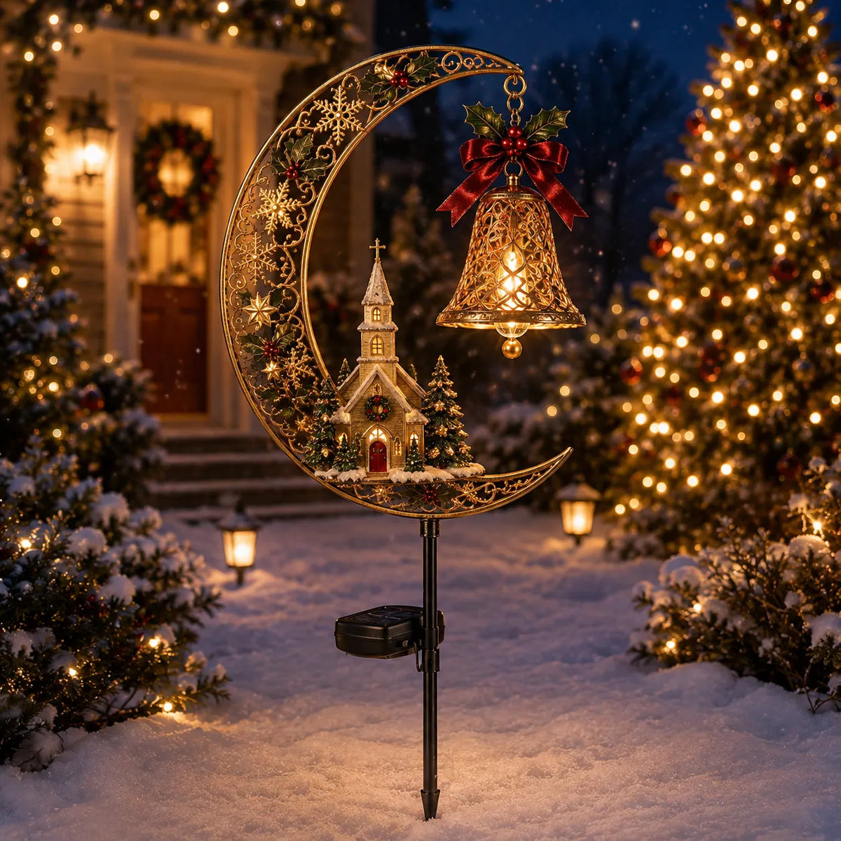 🎄✨Solar Christmas Crescent Garden Light