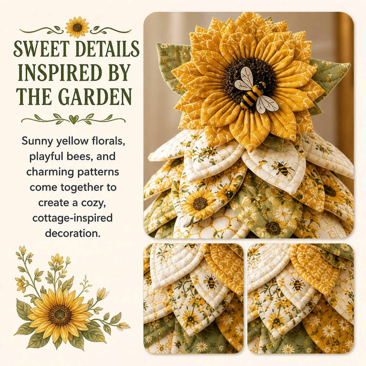 🌻Sunflower Bee Garden Tree DIY Kit-Handmade Fabric Tabletop Tree Decor