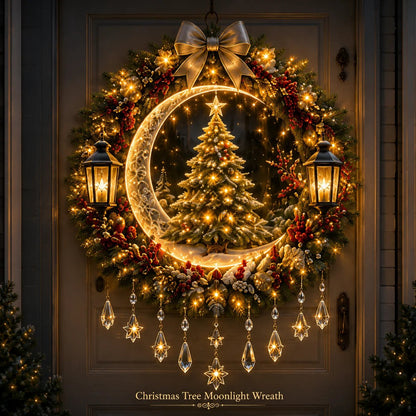 🎄✨ Christmas Moonlight Wreath Collection – Lighted Holiday Door Decor