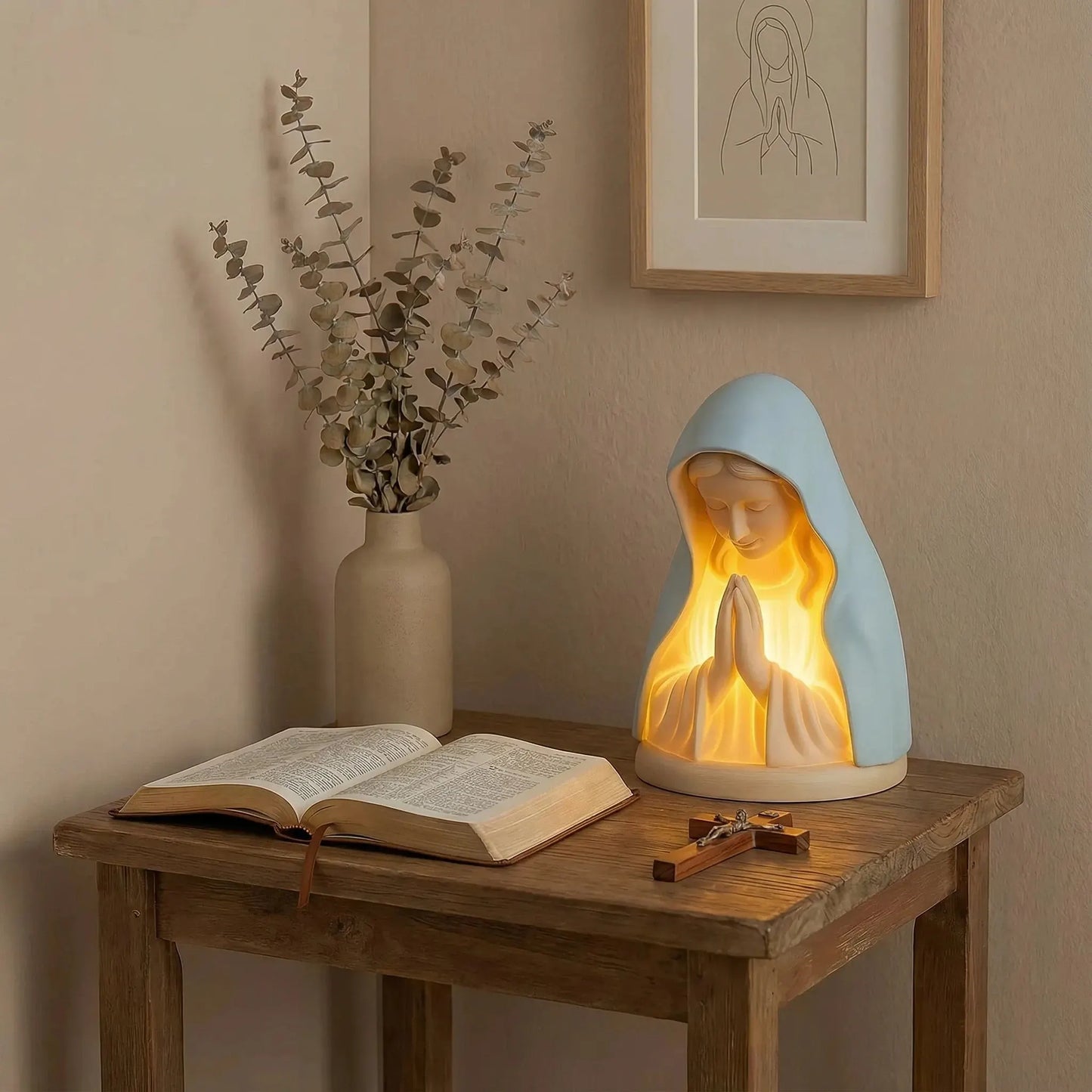 ✝️ Handmade Resin Virgin Mary Night Light – A Gentle Glow of Peace & Protection