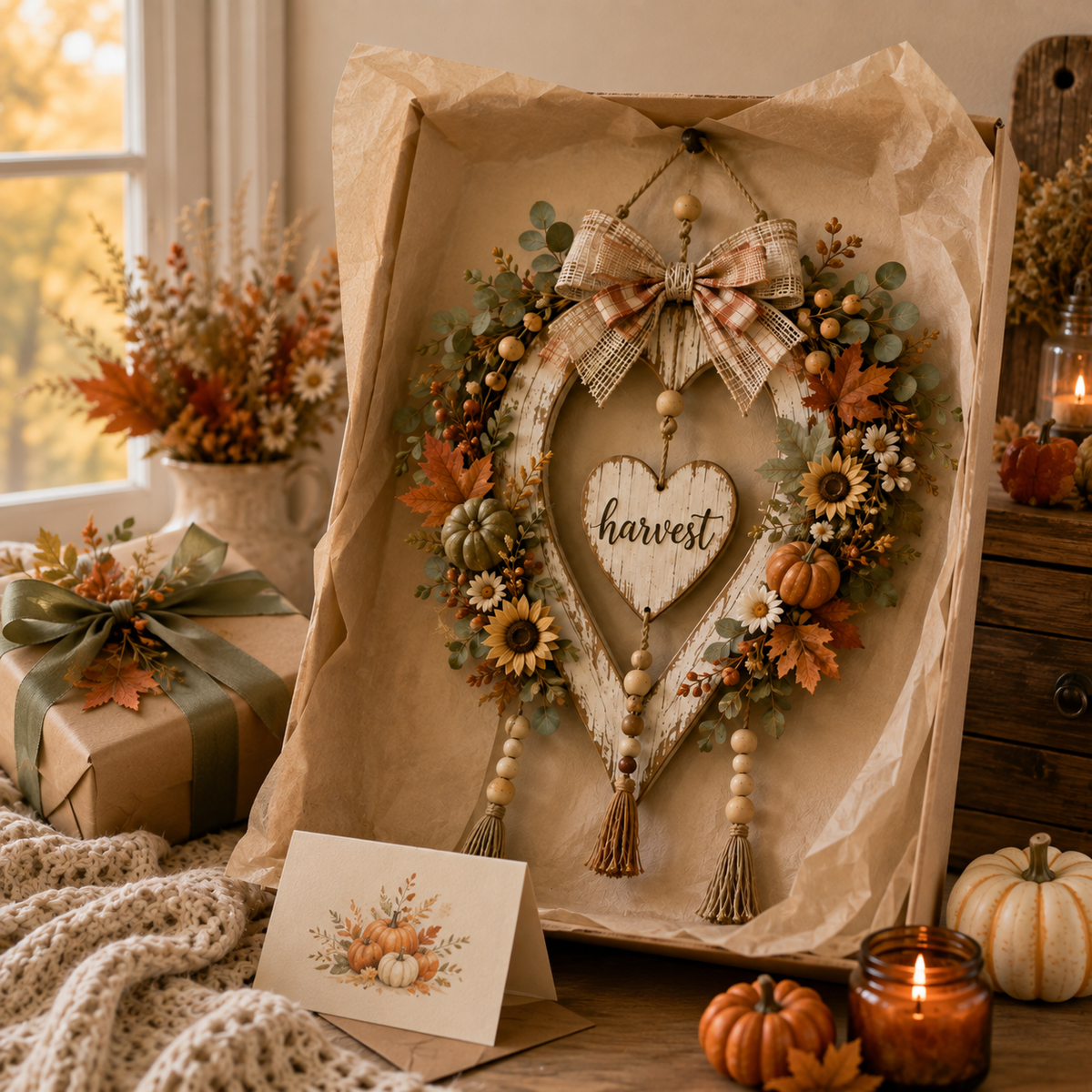 🍂🤎Harvest Heart Farmhouse Wall Decor