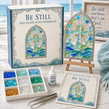 🎅 2026 Christmas Gift “Be Still” Christian Sea Glass Suncatcher DIY Kit
