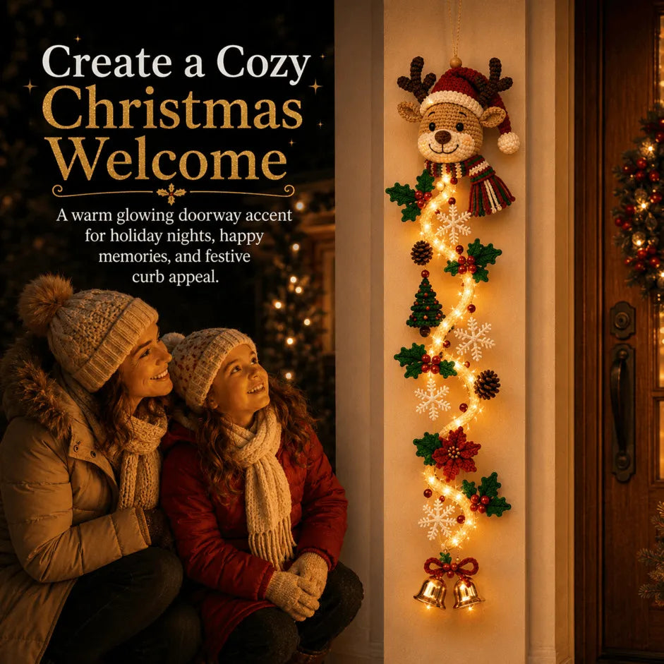 🎄 Glowing Christmas Door Hanger | 6 Festive Lighted Designs with Warm Glow, Dimensional Details & Space-Saving Vertical Décor ✨