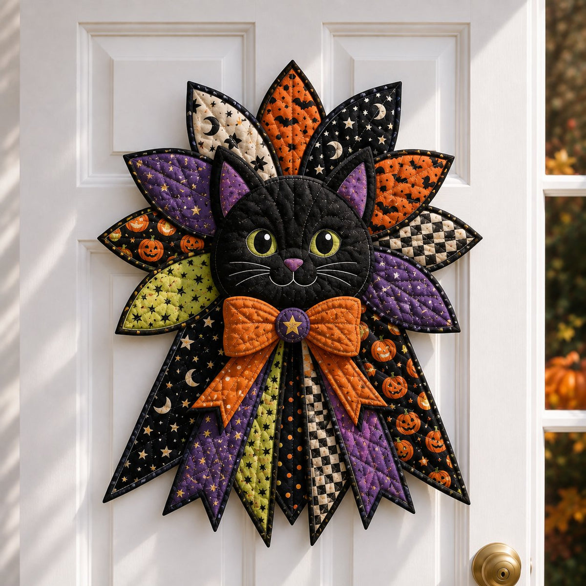💥DIY Quilted Halloween Pumpkin Door Hanger Kit