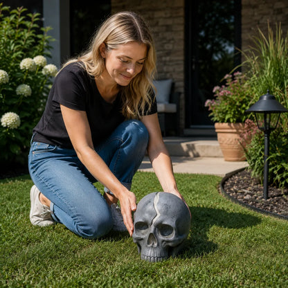 💀 Cracked Skull Solar Garden Light
