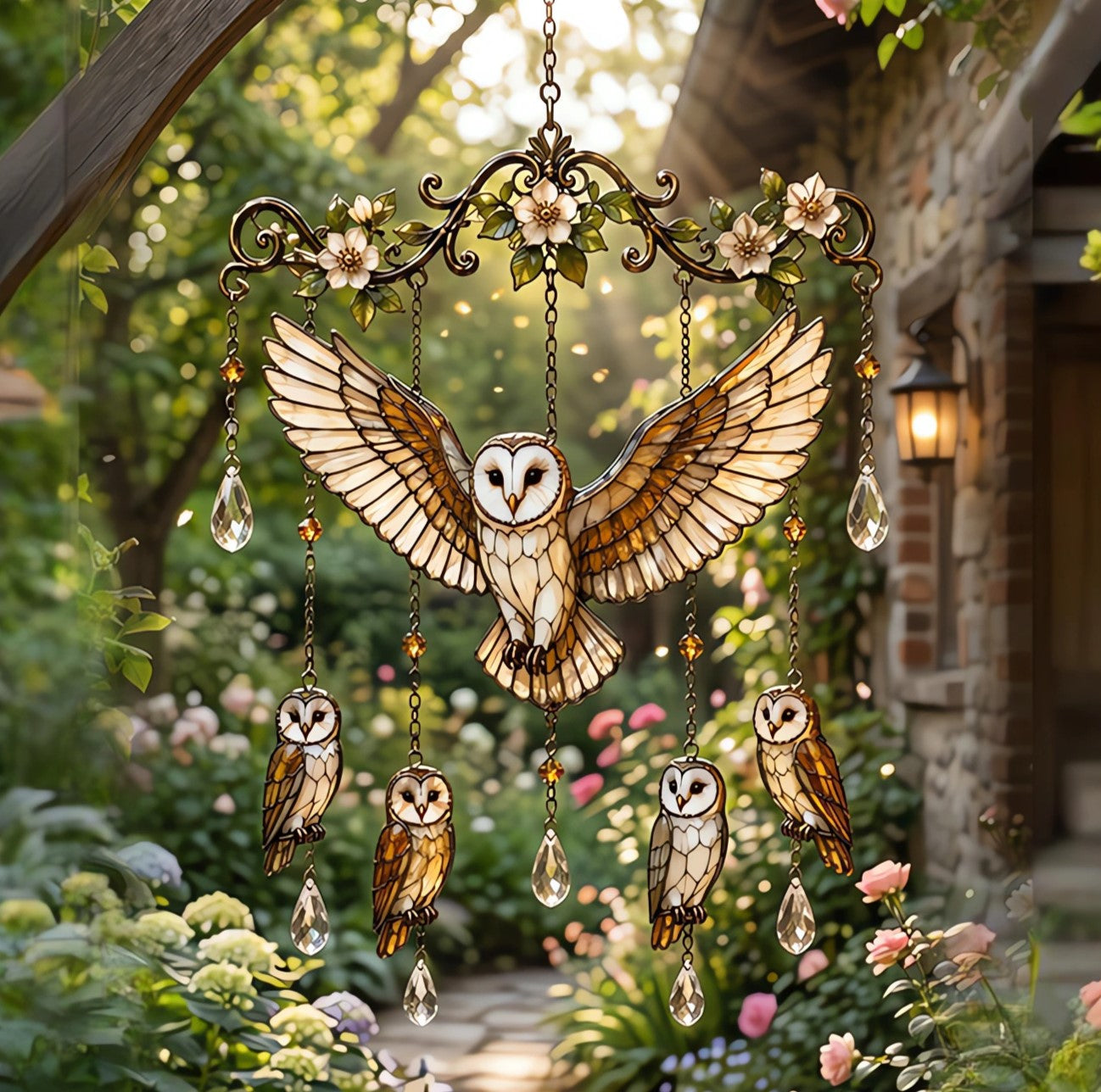 🐦 Stained Hummingbird Wind Chime – A Heavenly Melody for Your Garden