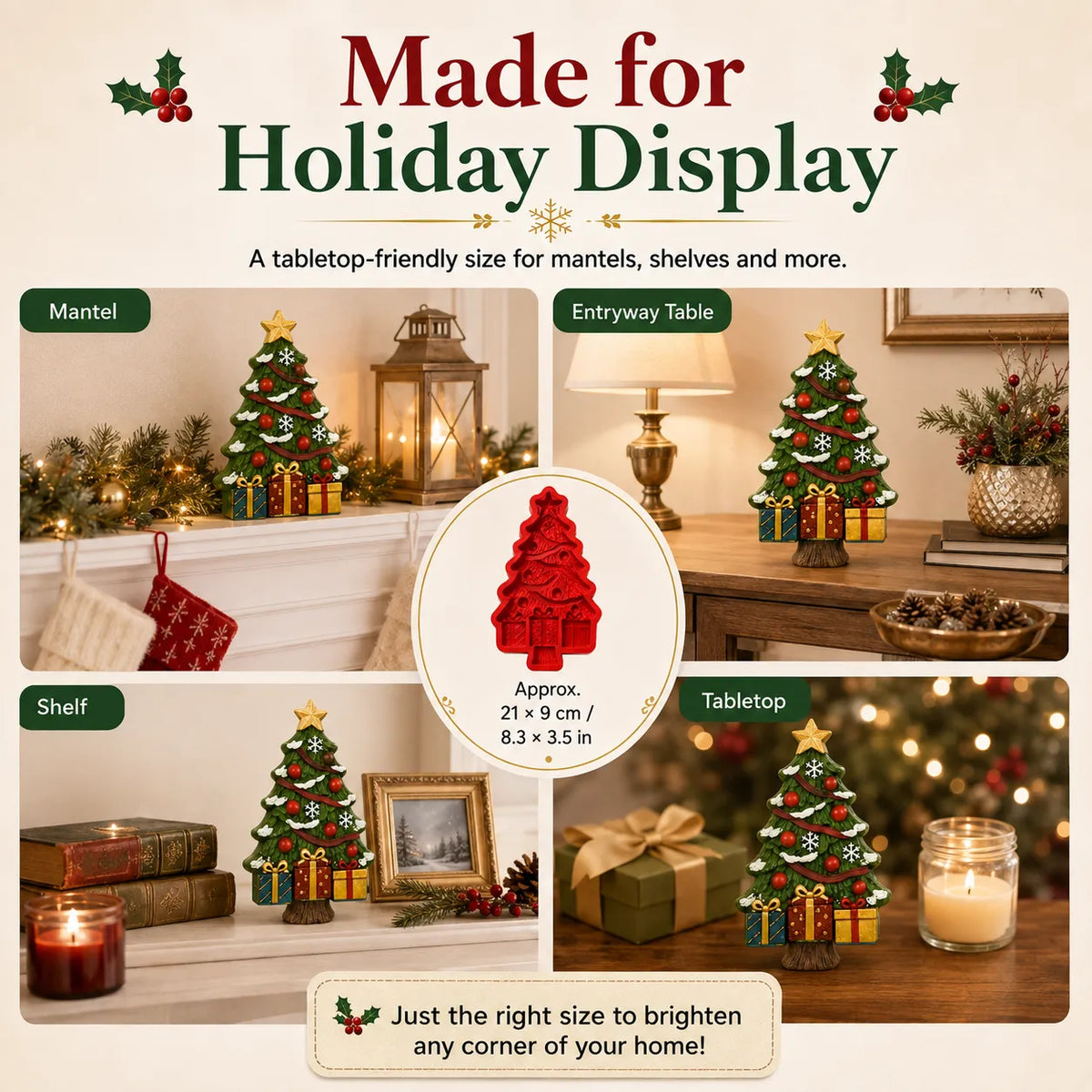 🎄Reusable Christmas Tree DIY Casting Mold | Detailed Dimensional Design with Star, Layered Branches, Ornaments, Snowflakes & Gift Box Accents ✨
