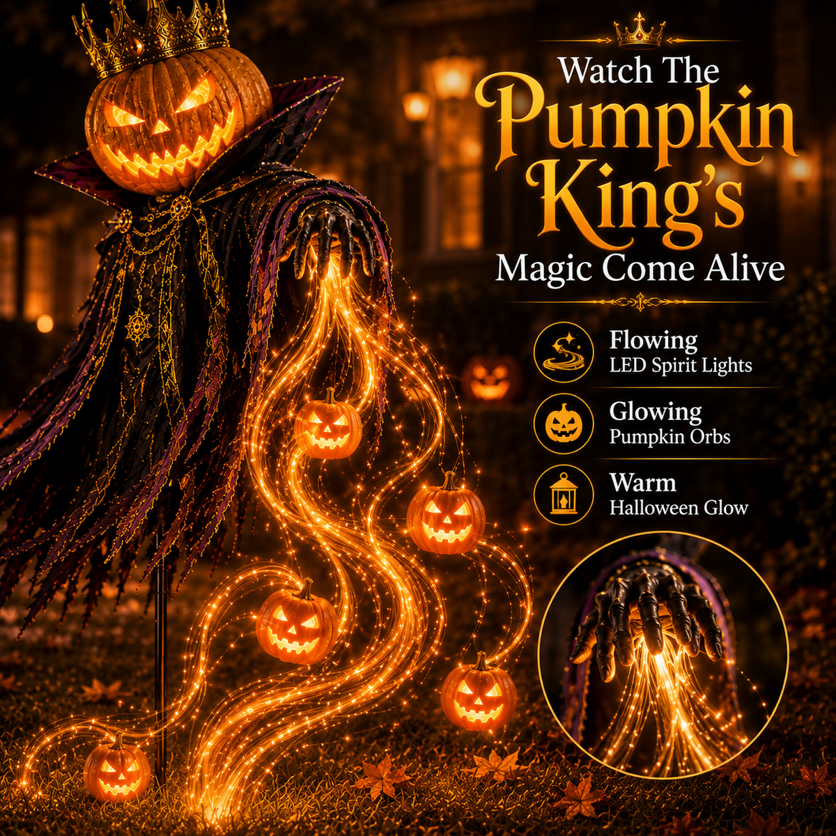 🎃Pumpkin King AwakeningTM – Flowing LED Halloween Yard Light