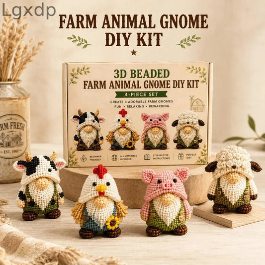 3D Beaded Farm Animal Gnome DIY Kit